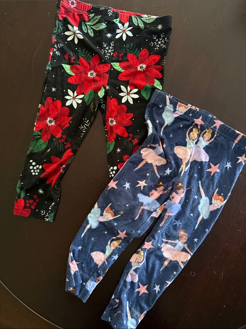Little Sleepies Red Poinsettia & Navy Ballerina Leggings